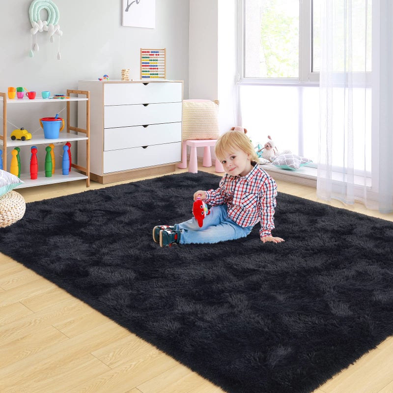 ST. BRIDGE Ultra Soft Black Rugs for Bedroom 5x8 Feet, Fluffy Shag Area Rugs for Living Room, Large Comfy Furry Rug for Boys Kids Baby Room Decor, Non Slip Nursery Rug Modern Indoor Fuzzy Floor Carpet - Image 3
